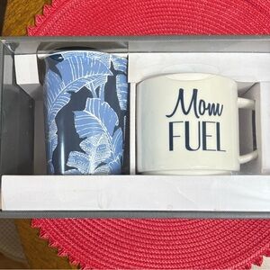 Threshold Blue and White 'Mom Fuel' Mug and Tumbler Set